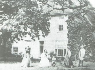 1865. Dr. Wright Allen (1804-1887) Pictured  with his family outside Moira House